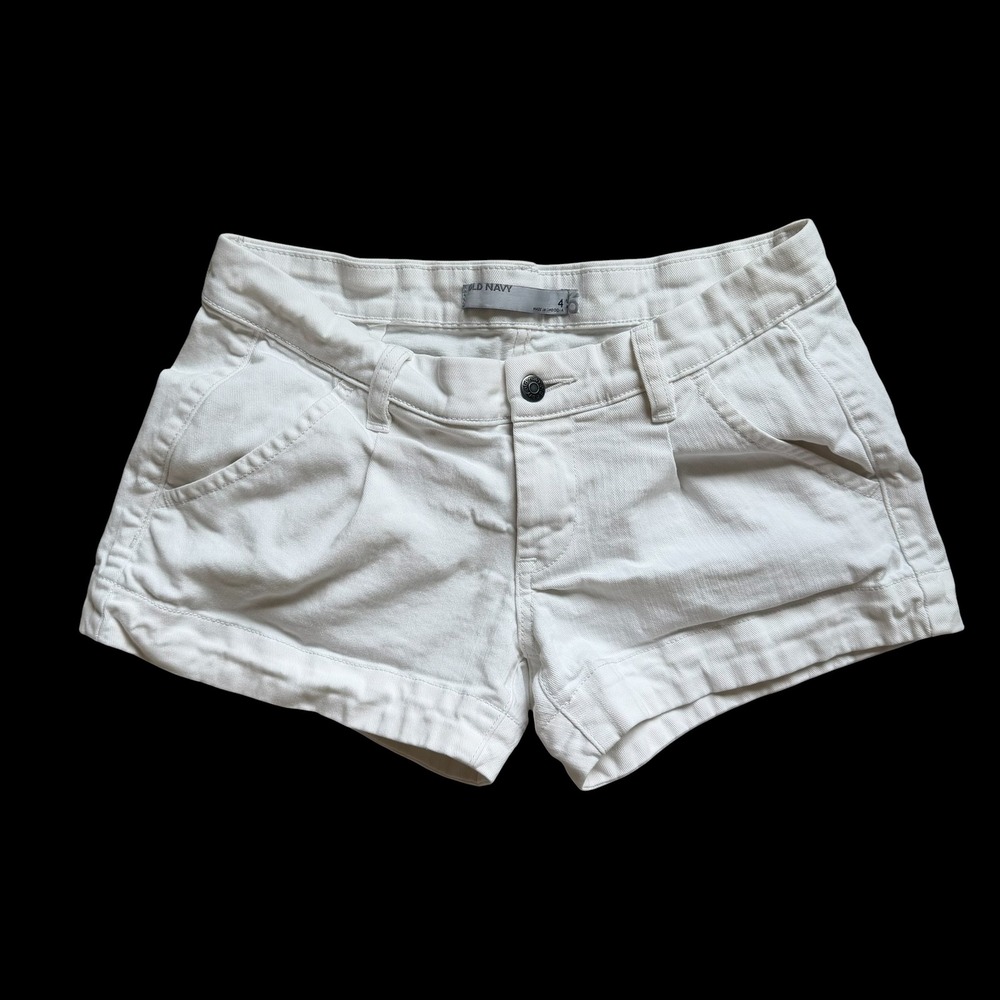Y2K Old Navy Micro Low Rise White Chino Shorts Sz 4 Summer Mini Cut Offs